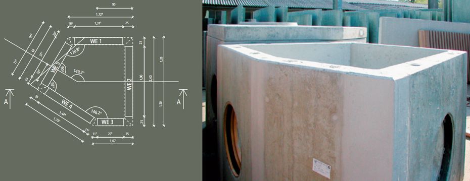 Vieleckschacht mit Montageplan
